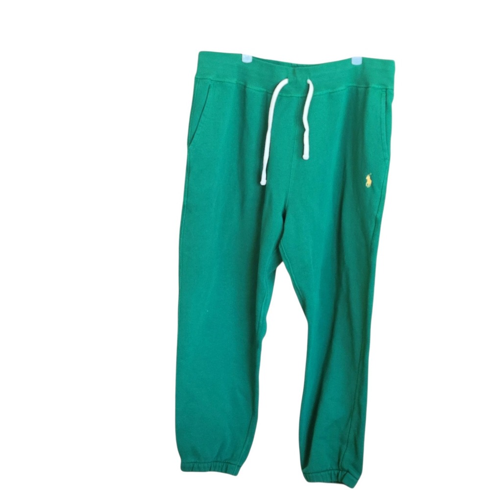 Polo Ralph Lauren Mens Sweatpants Yellow Pony Logo XL Green Joggers Fleece Lined